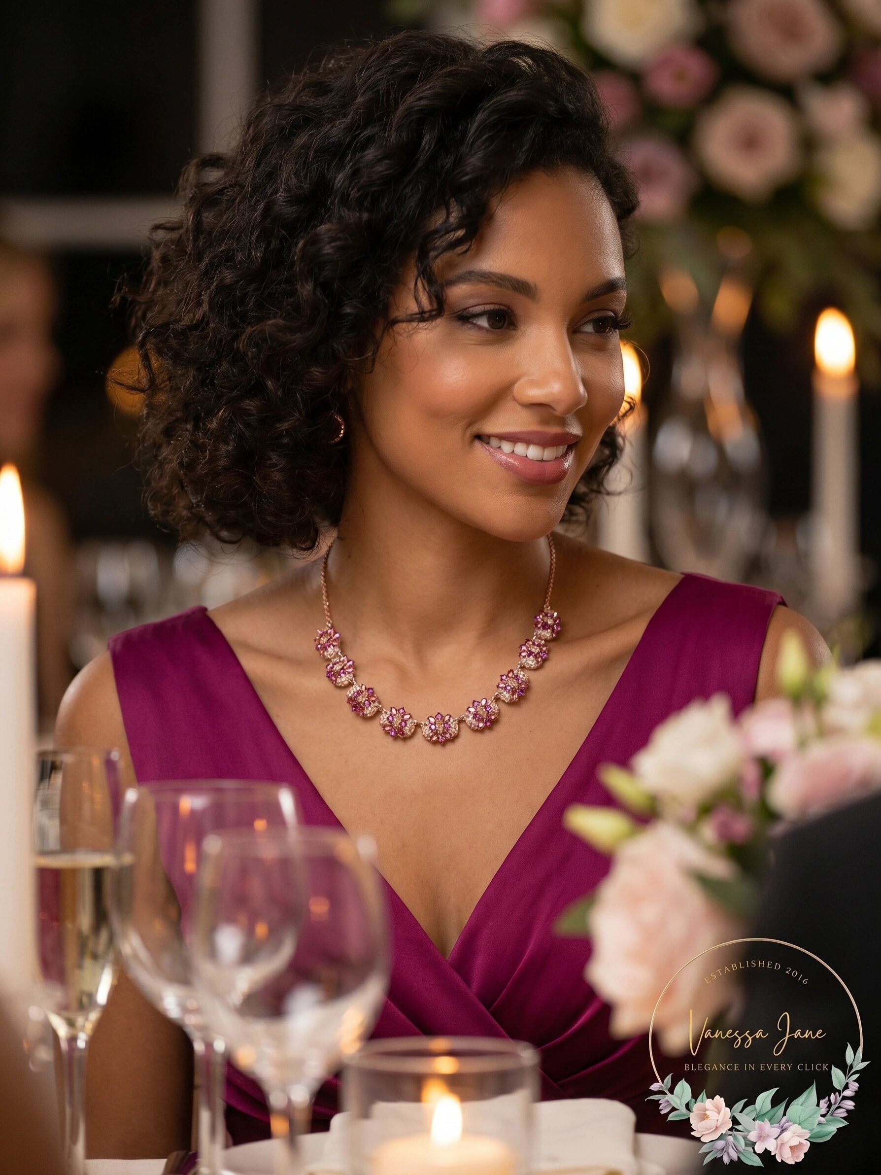 Inc Rose Gold-Tone Multi-Stone Cluster Statement Necklace