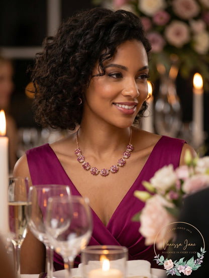 Inc Rose Gold-Tone Multi-Stone Cluster Statement Necklace