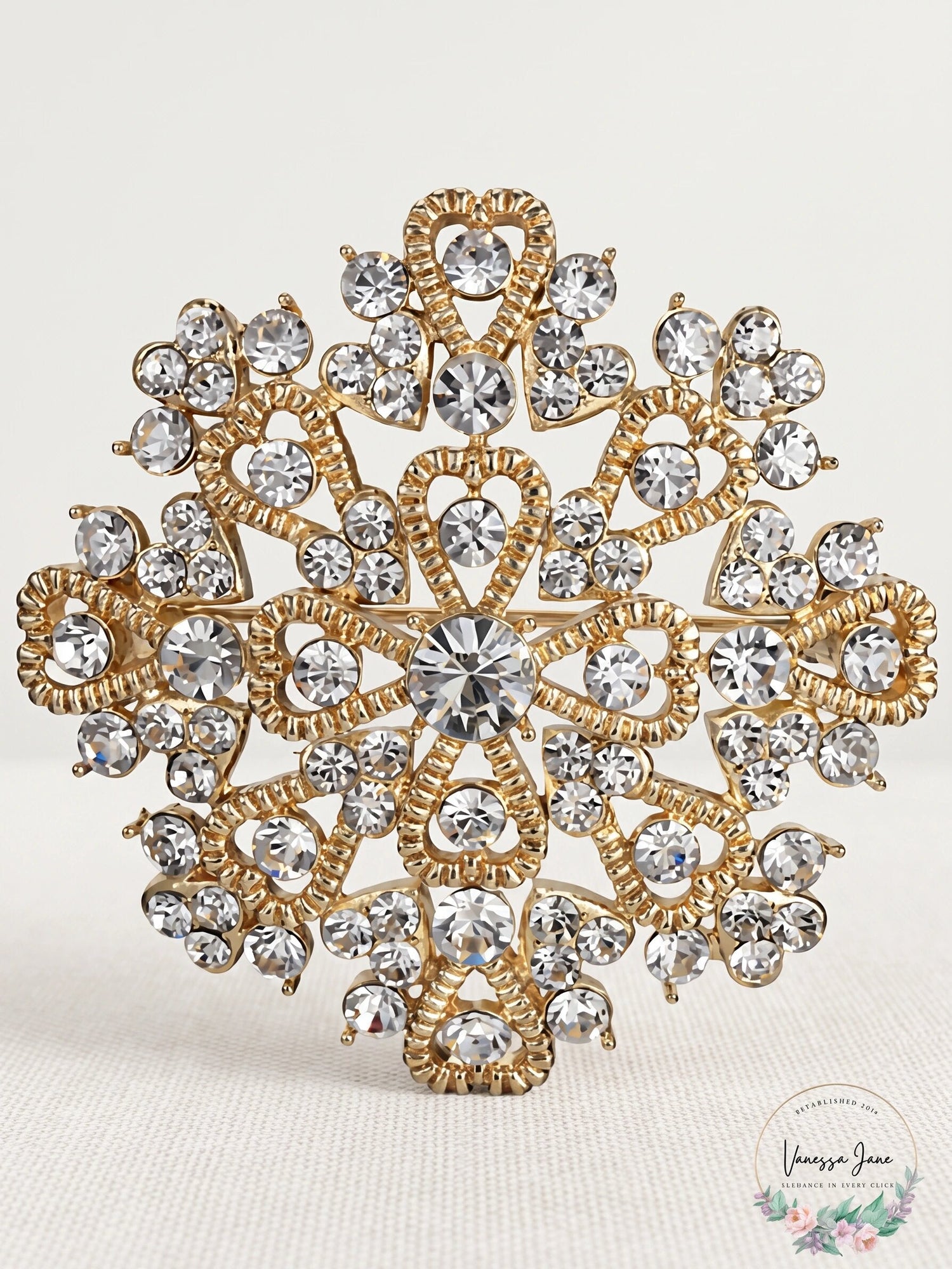 Charter Club Gold-Tone Crystal Heart Cluster Pin