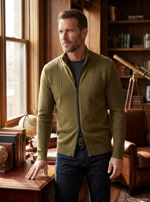 International Concepts Mens Zip-Front Cardigan