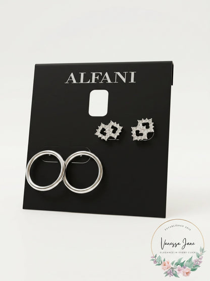 Alfani 2-Pc. Set Pave Bar &amp; Open Circle Drop Earrings