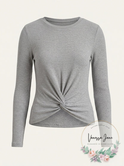 Planet Gold Juniors Twist-Front Sparkly Ribbed Top
