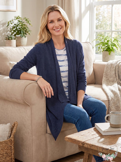 Nic+Zoe Plus Long Back Of The Chair Linen-Blend Cardigan