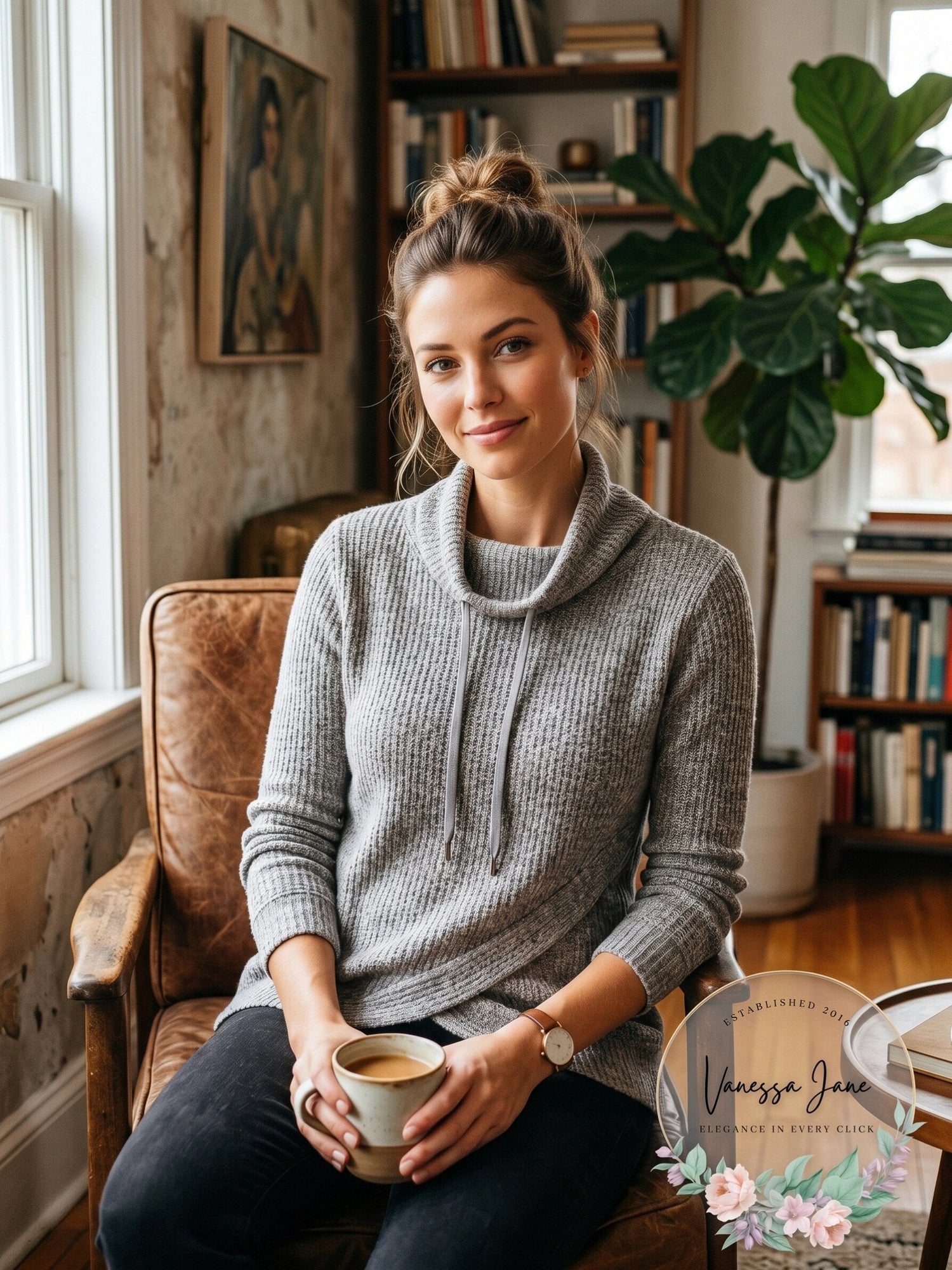 Ideology Cowl Neck Drawstring Pullover Heathered Long Sleeve Womens Top, 2X