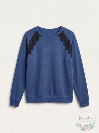 Ultra Flirt by Ikeddi Juniors Lace-Trimmed Pullover Sweater