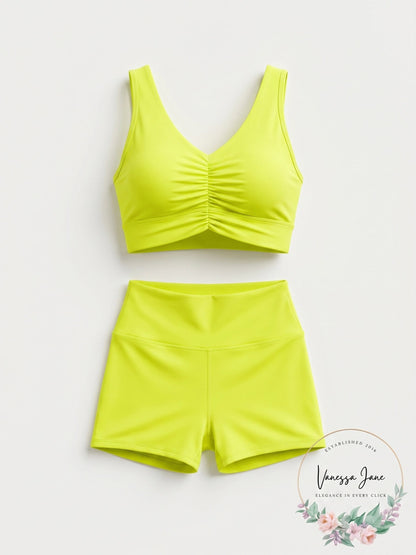 Aqua Lds Shirred Bra, Size Large
