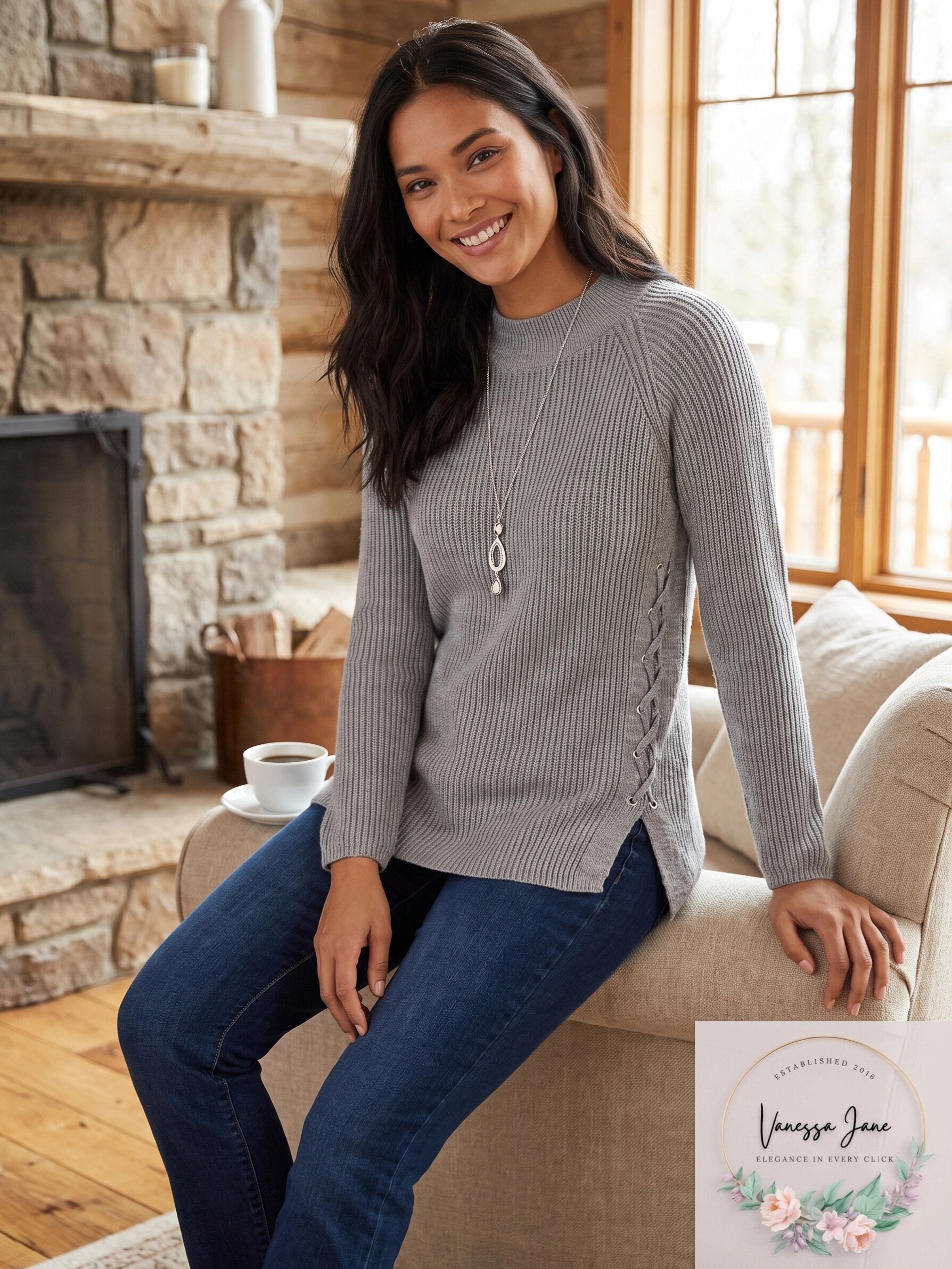 Style &amp; Co Petite Lace-up Sweater