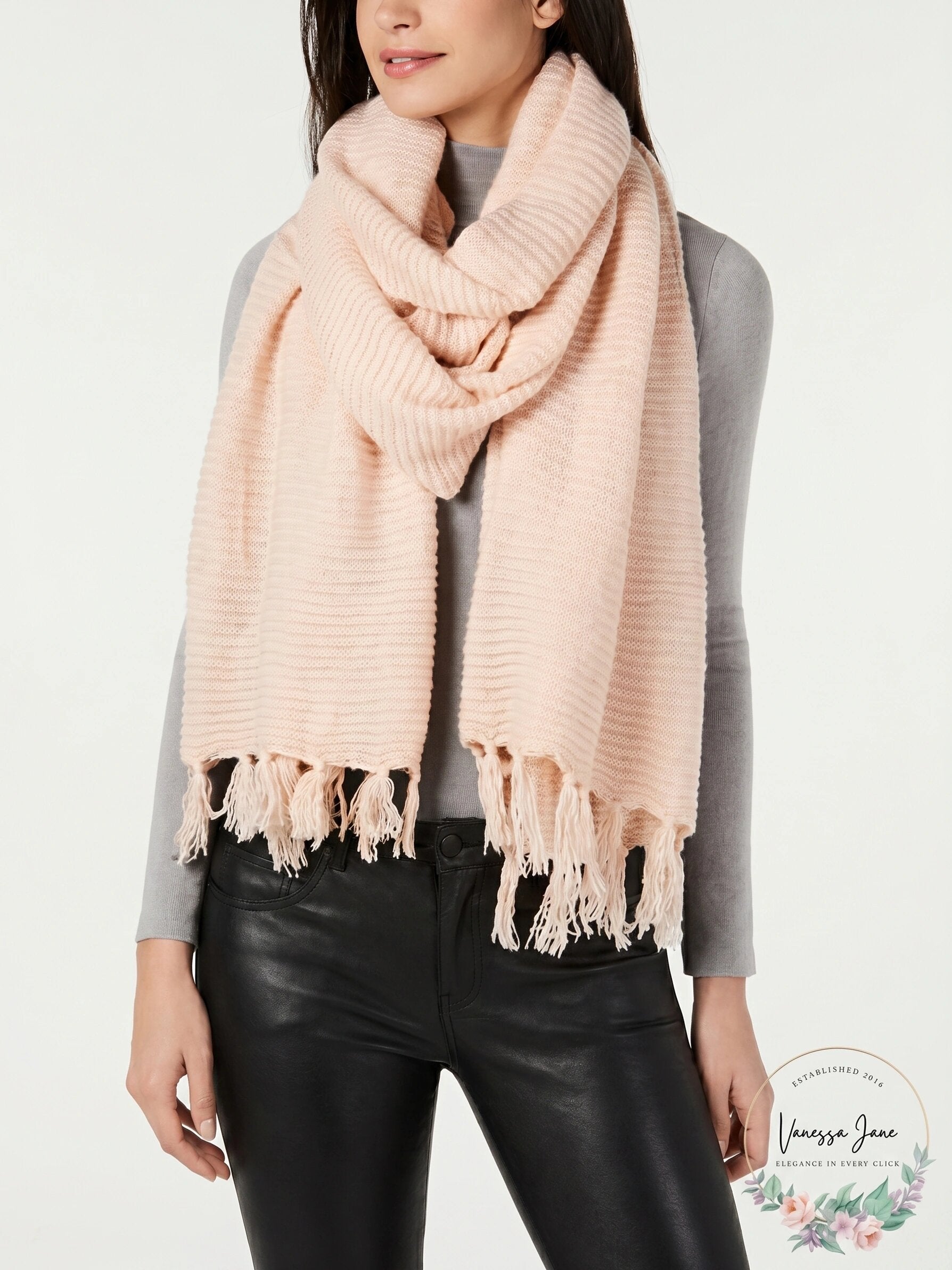 Cejon Solid Travel Fringed Scarf