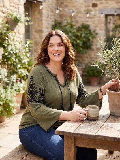 Style &amp; Co Plus Size Embroidered Peasant Sweater, Size 3X
