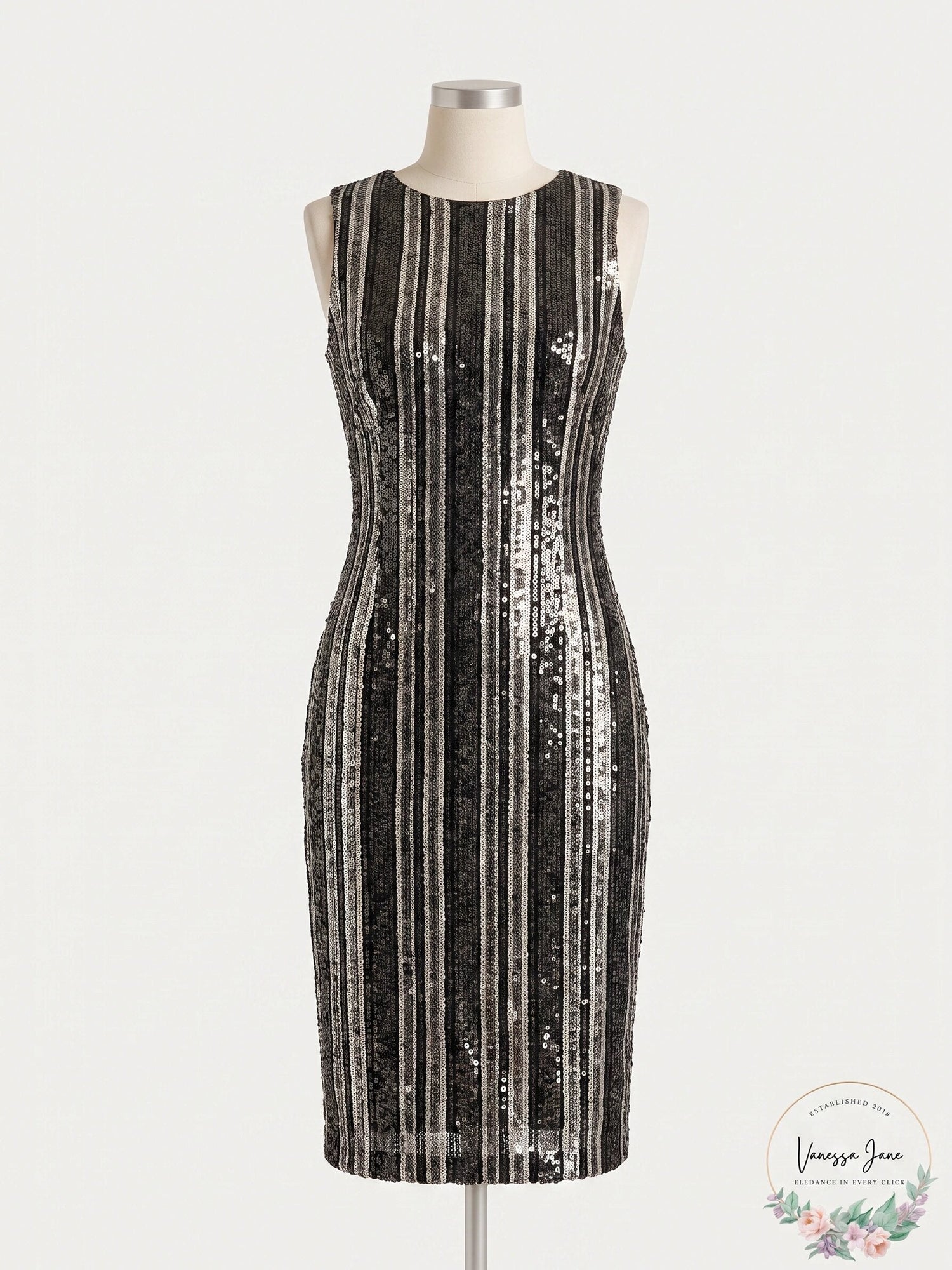 Ralph Lauren Womens Jordinia Sequined Striped Cocktail Dress