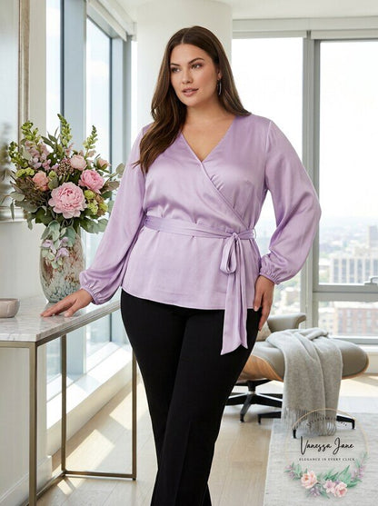 INC International Concepts I.N.C. Belted Wrap Top