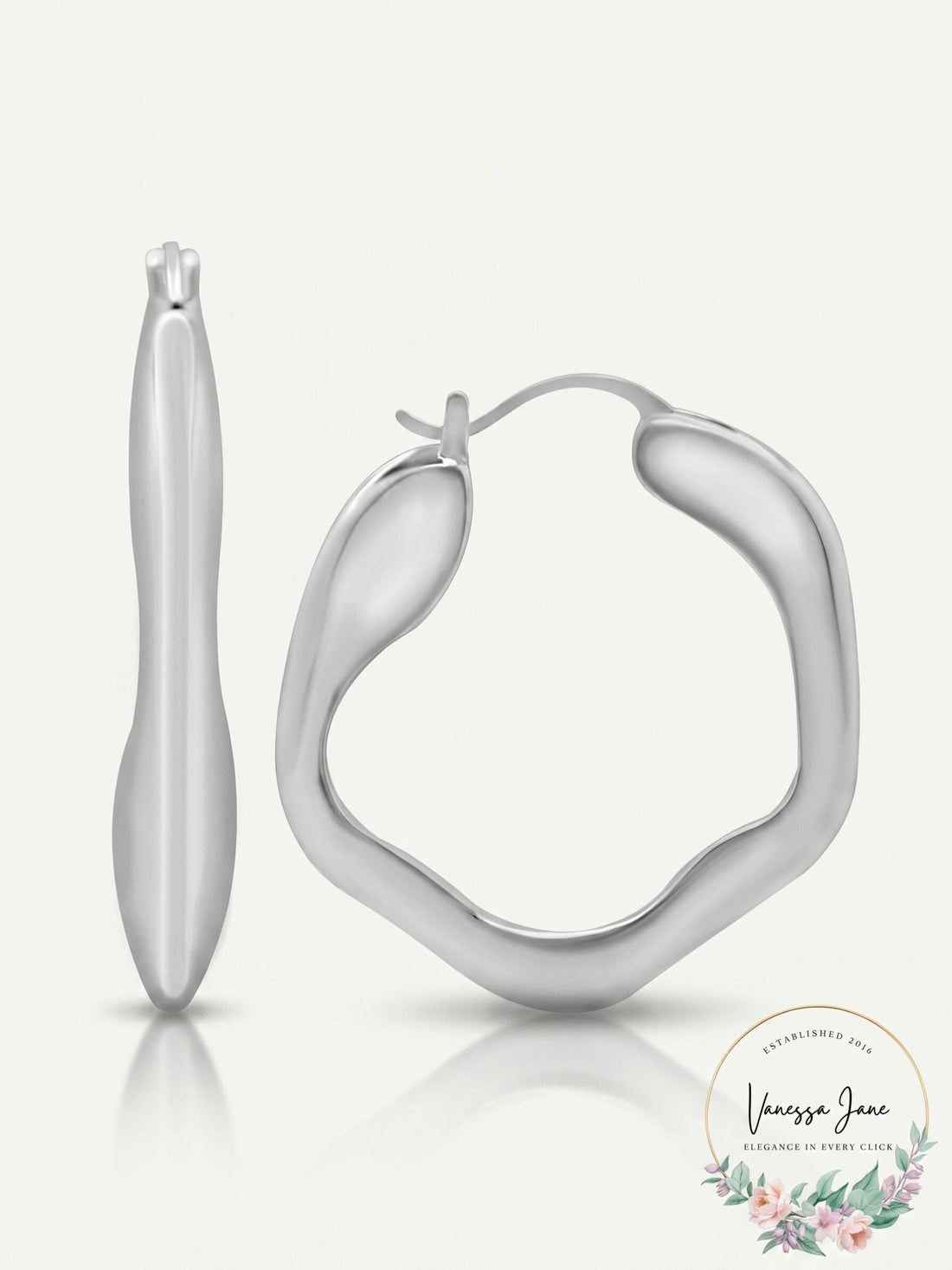 And Now This Silver Plated Wave Look Click Top Earrings