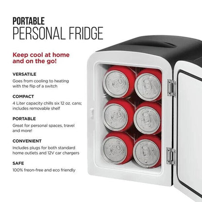 Chefman Mini Portable Personal Fridge  4 Liter Capacity Black