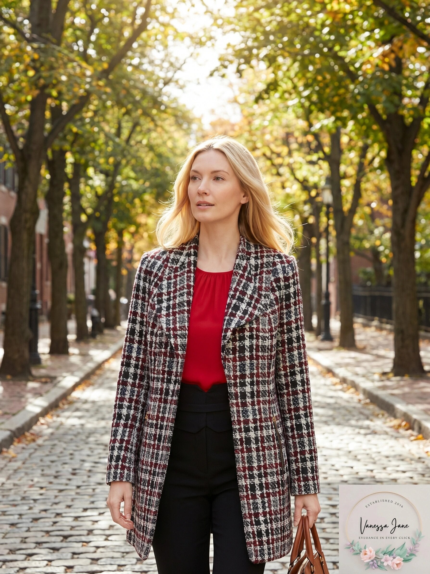Calvin Klein Womens Black Plaid Jacket