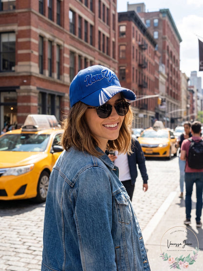 New York Blue 3D Embroidered Baseball Cap, Hat
