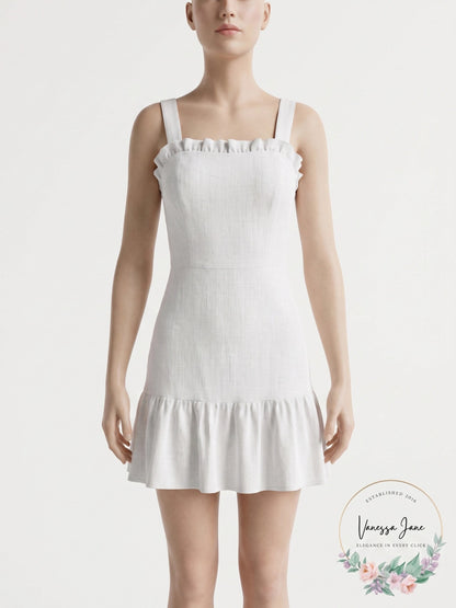 Aqua Sleeveless Ruffle-Trim Dress Size XS