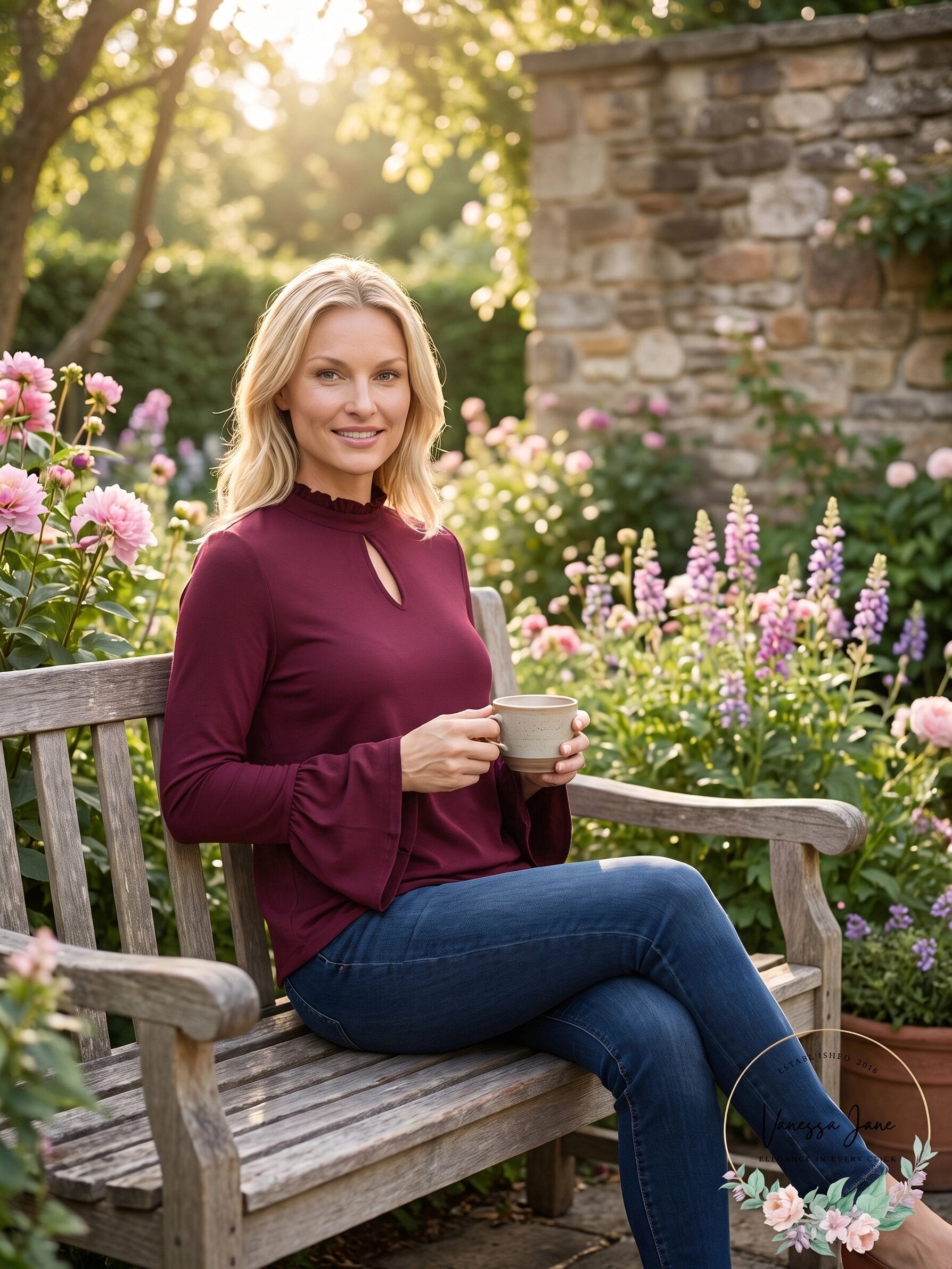 Freshman Bell Sleeve Top with Ruffle Neck, Size Small
