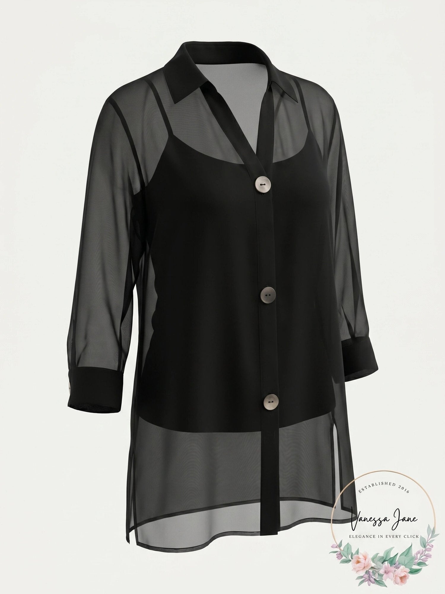 Alfani Chiffon Three-Button Tunic