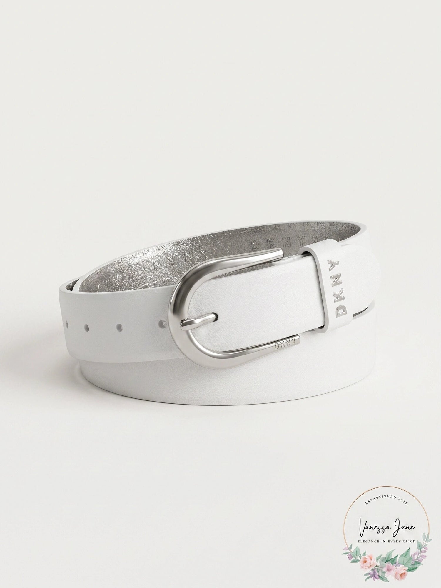 DKNY Belt With Metal Logo Letters, Size Small
