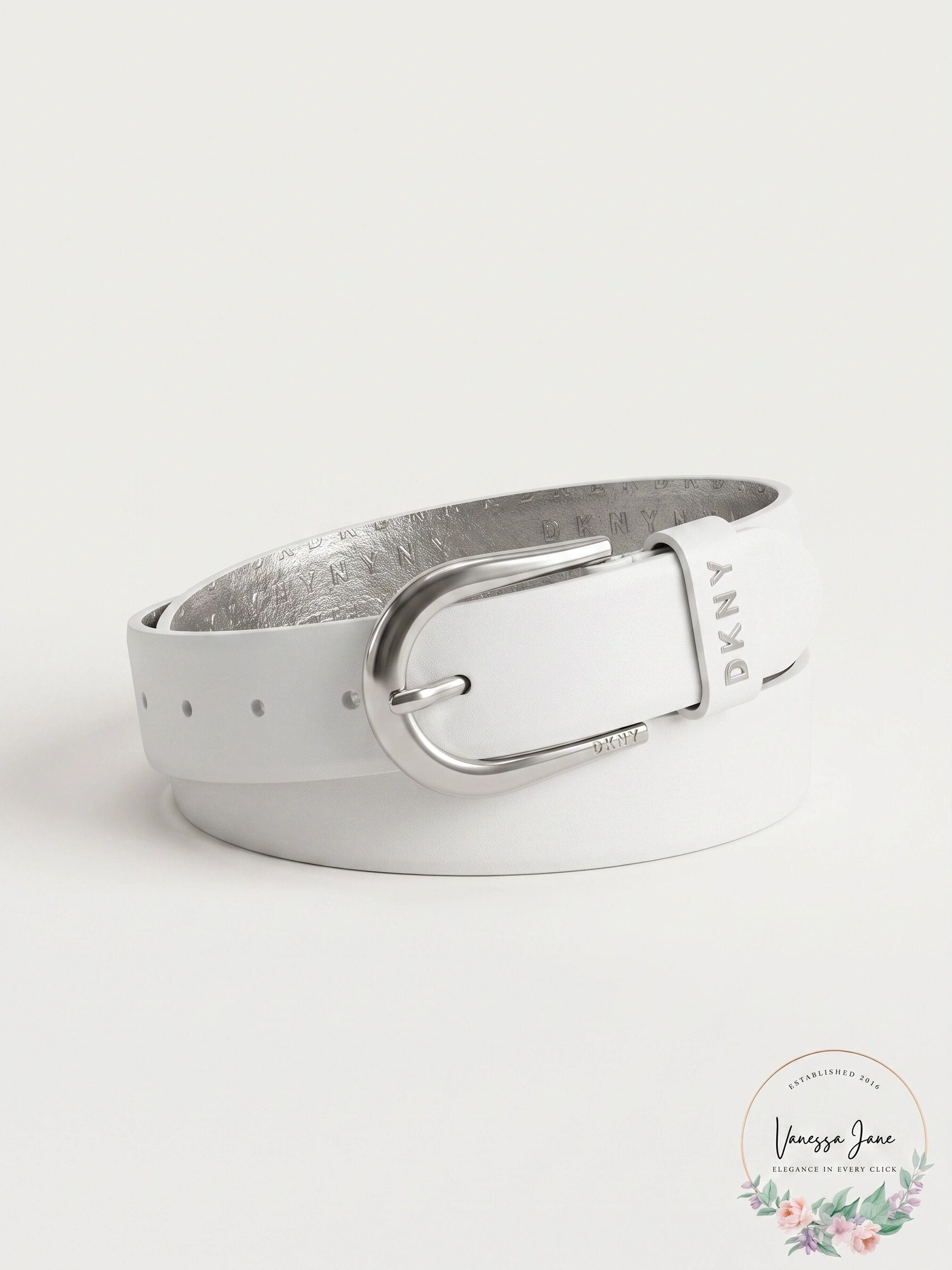 DKNY Belt With Metal Logo Letters, Size Small