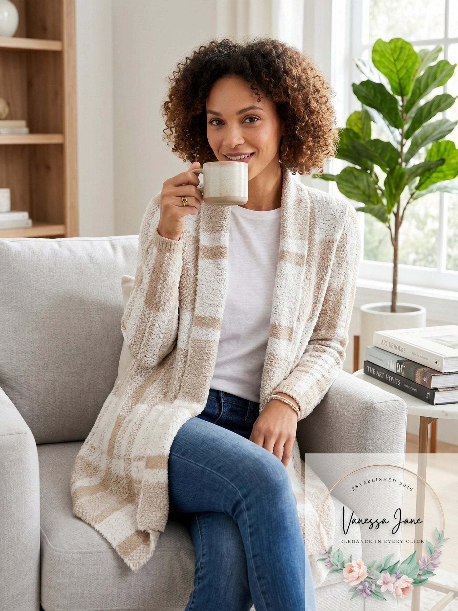 Style &amp; Co Petite Plaid Boucle Cardigan, Size PL