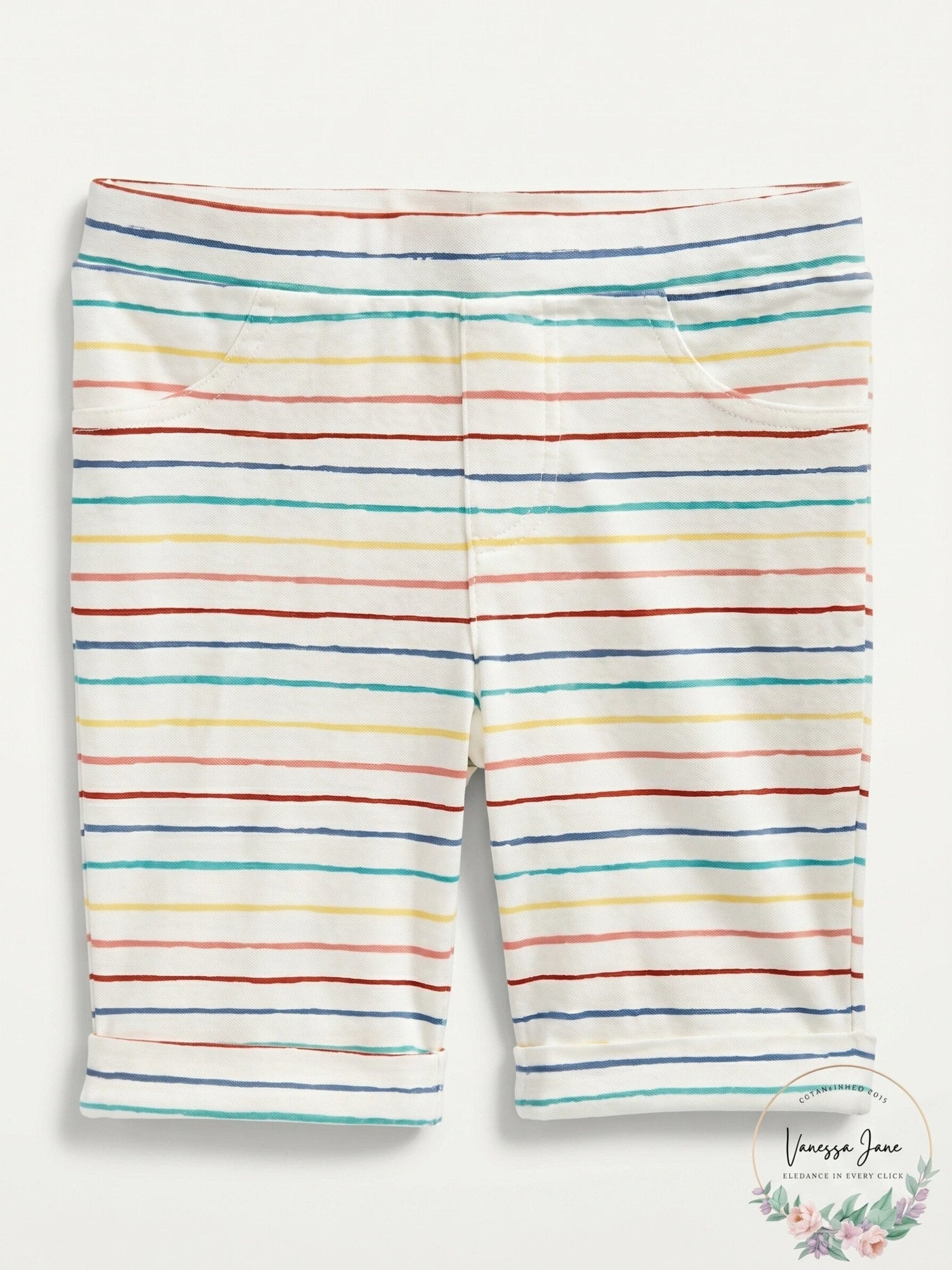 Epic Threads Toddler Girls Rainbow Striped Bermuda Shorts, Size 2T