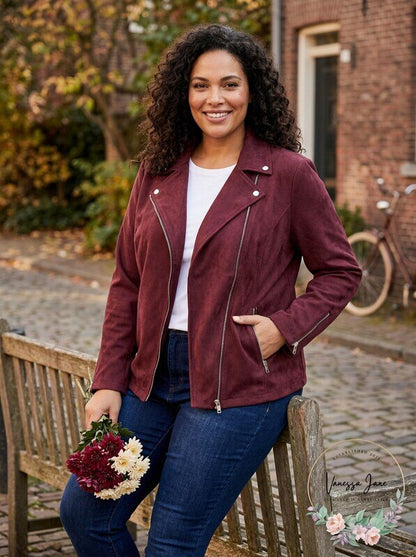 Style &amp; Co Plus Size Faux-Suede Jacket, 0X/Port