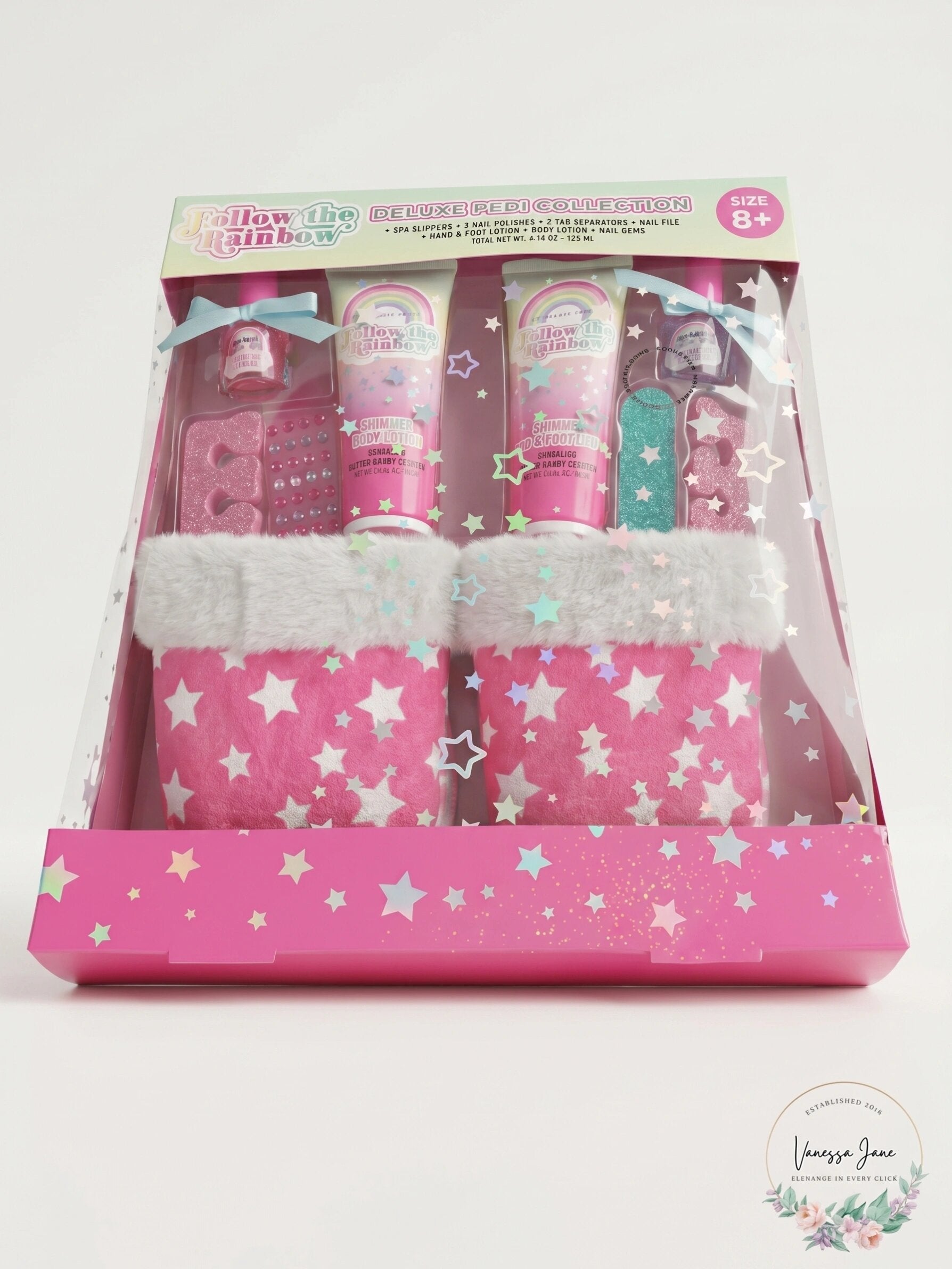 Follow the Rainbow Girls Slipper and Pedicure Set, Size 8+