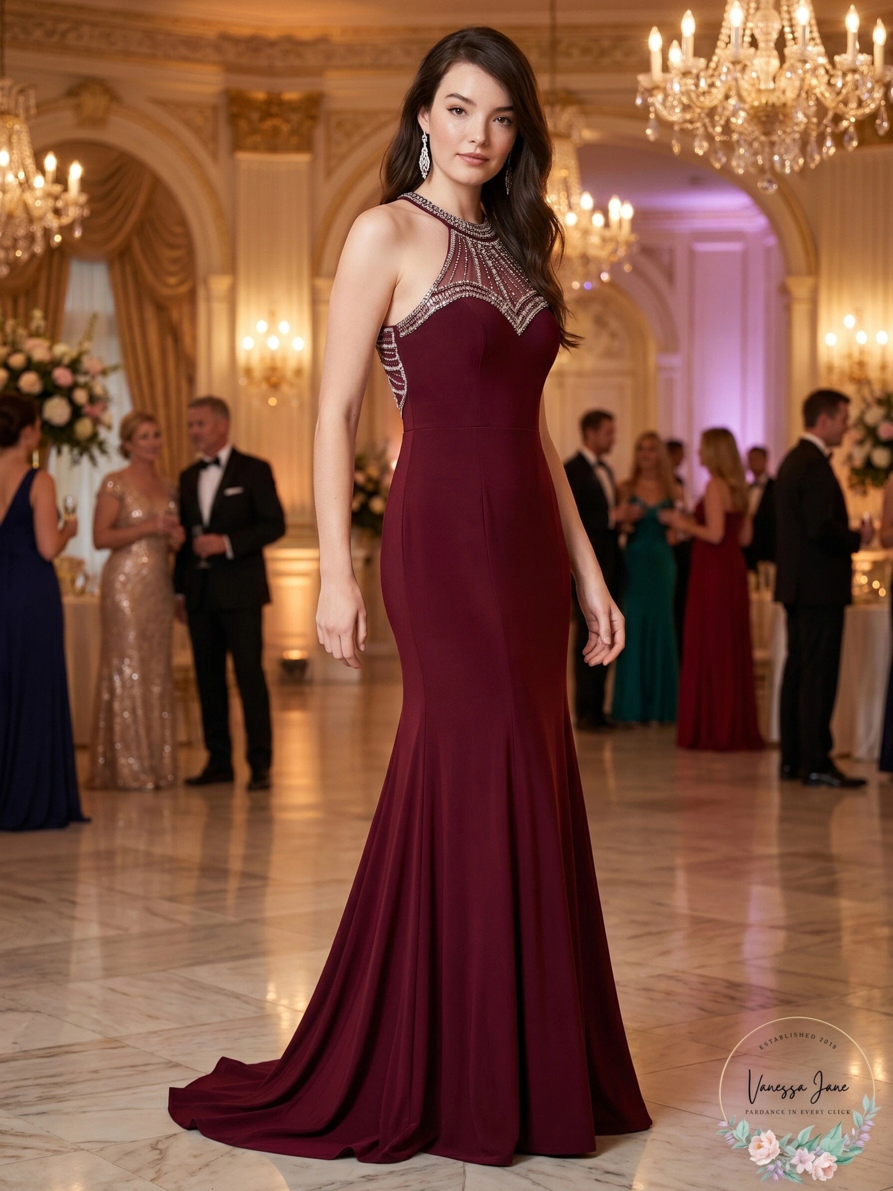 Say Yes to the Prom Juniors Embellished Halter Gown