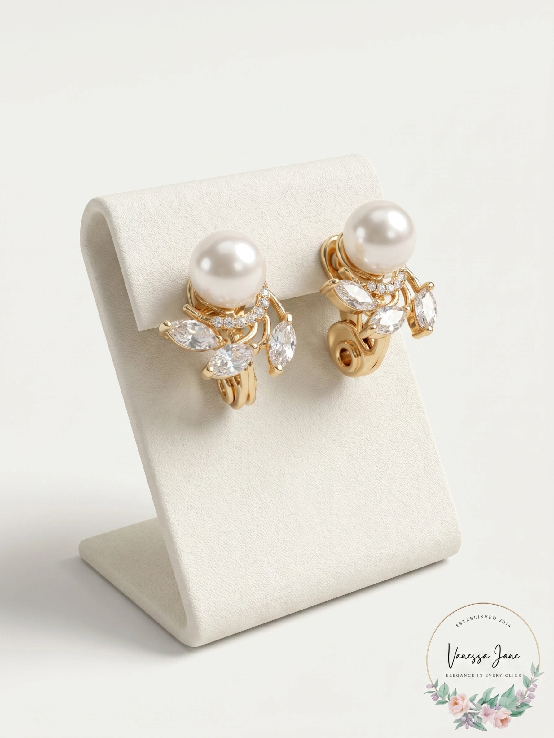 Anne Klein Cubic Zirconia &amp; Imitation Pearl E-z Comfort Clip-on Earrings