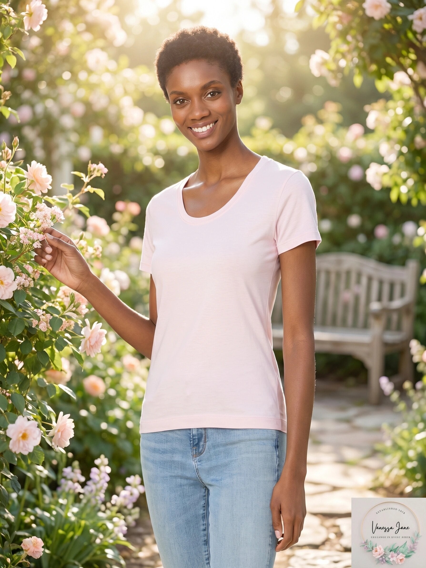 Three Dots Cotton Scoop Neck Tee, Size XS
