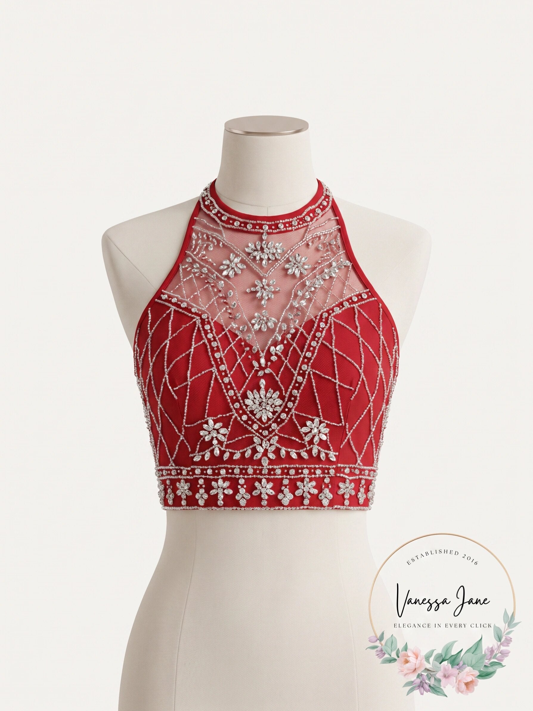B. Darlin Juniors Red Mesh Embellished Crop Top Blouse Juniors, Size 1/2