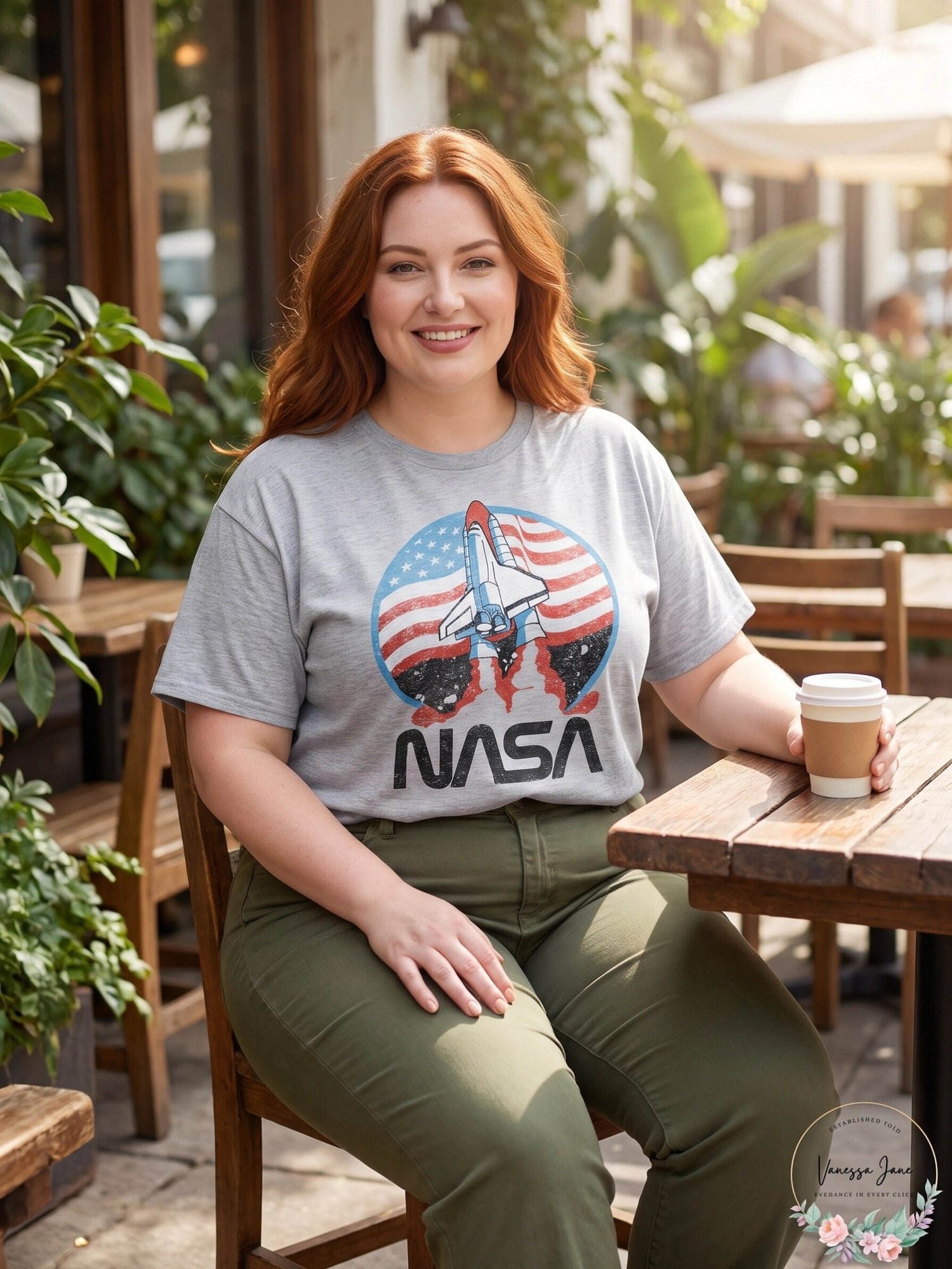 Love Tribe Trendy Plus Size NASA Launch T-Shirt – Athletic Heather, Size 3X