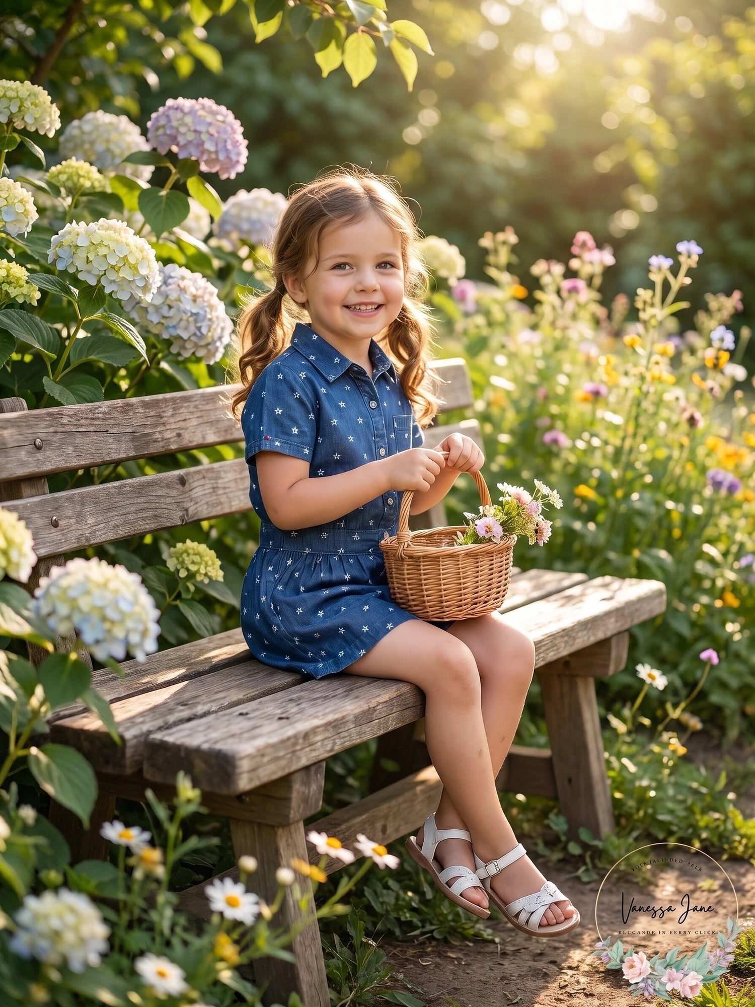 Tommy Hilfiger Toddler Girls Star-Print Cotton Denim Romper