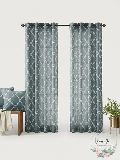 Madison Park Saratoga Fretwork Print Grommet Window Curtain