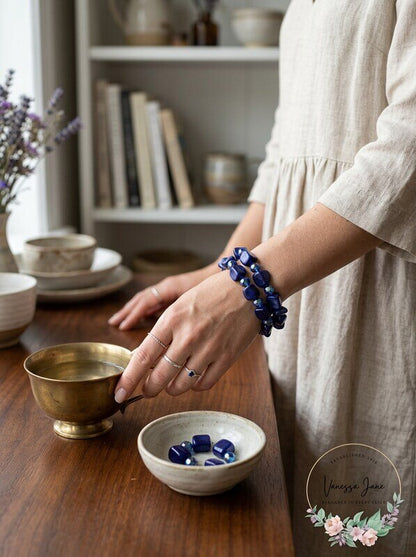 Style and Co Two Piece Set Shell and Bead Stretch Bracelets, Blue