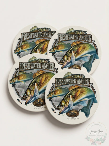 CounterArt Freshwater Angler Absorbent Coasters, Set of 4