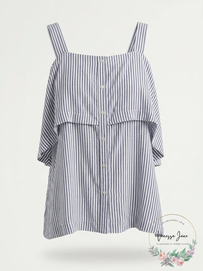 Velvet Heart Womens Striped Tiered Blouse, Size Small