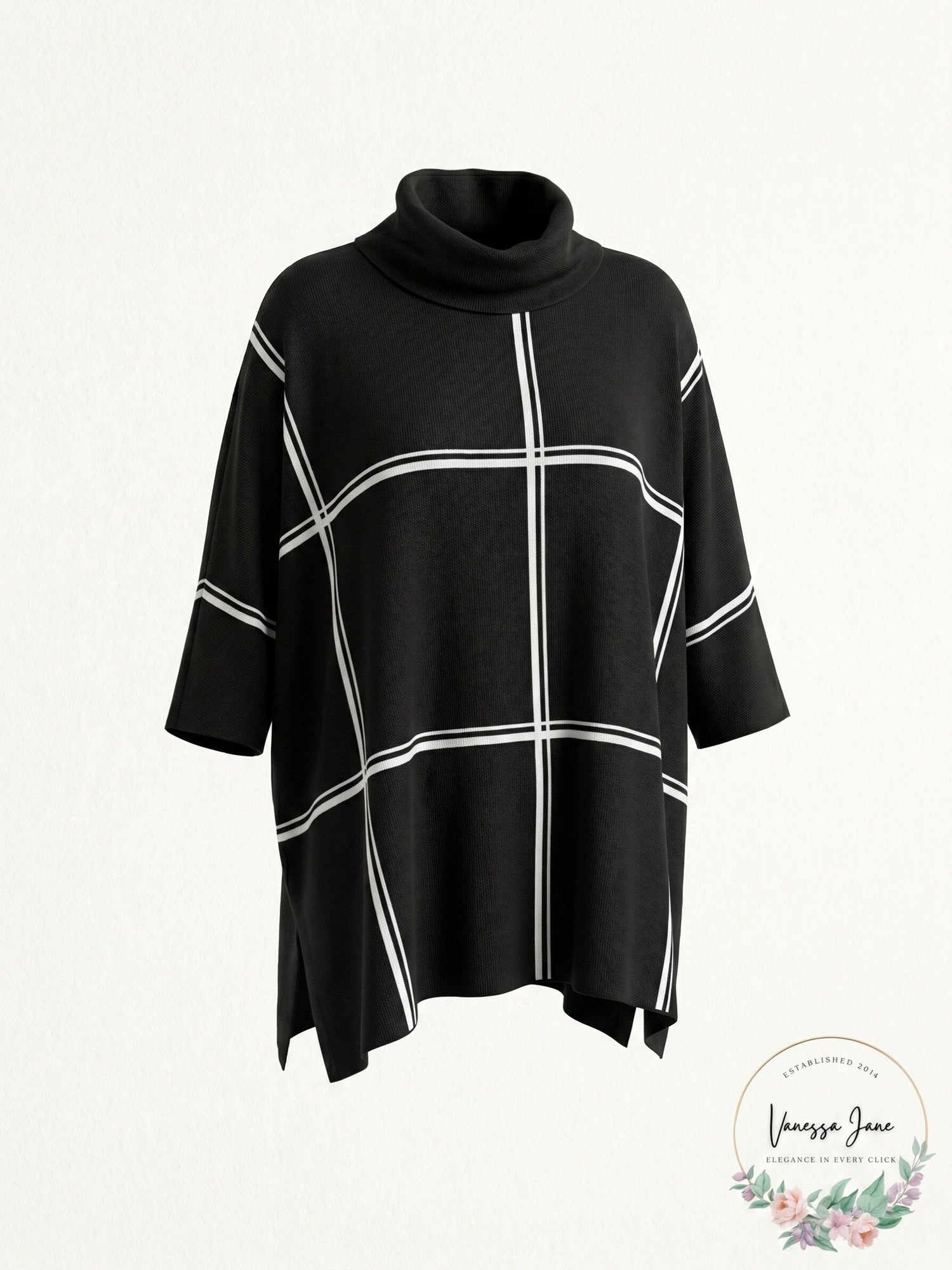 Alfani Grid-Print Turtleneck Sweater