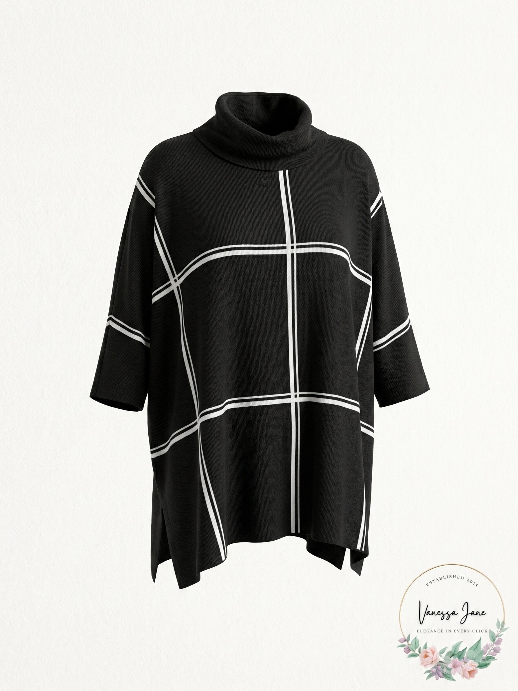 Alfani Grid-Print Turtleneck Sweater