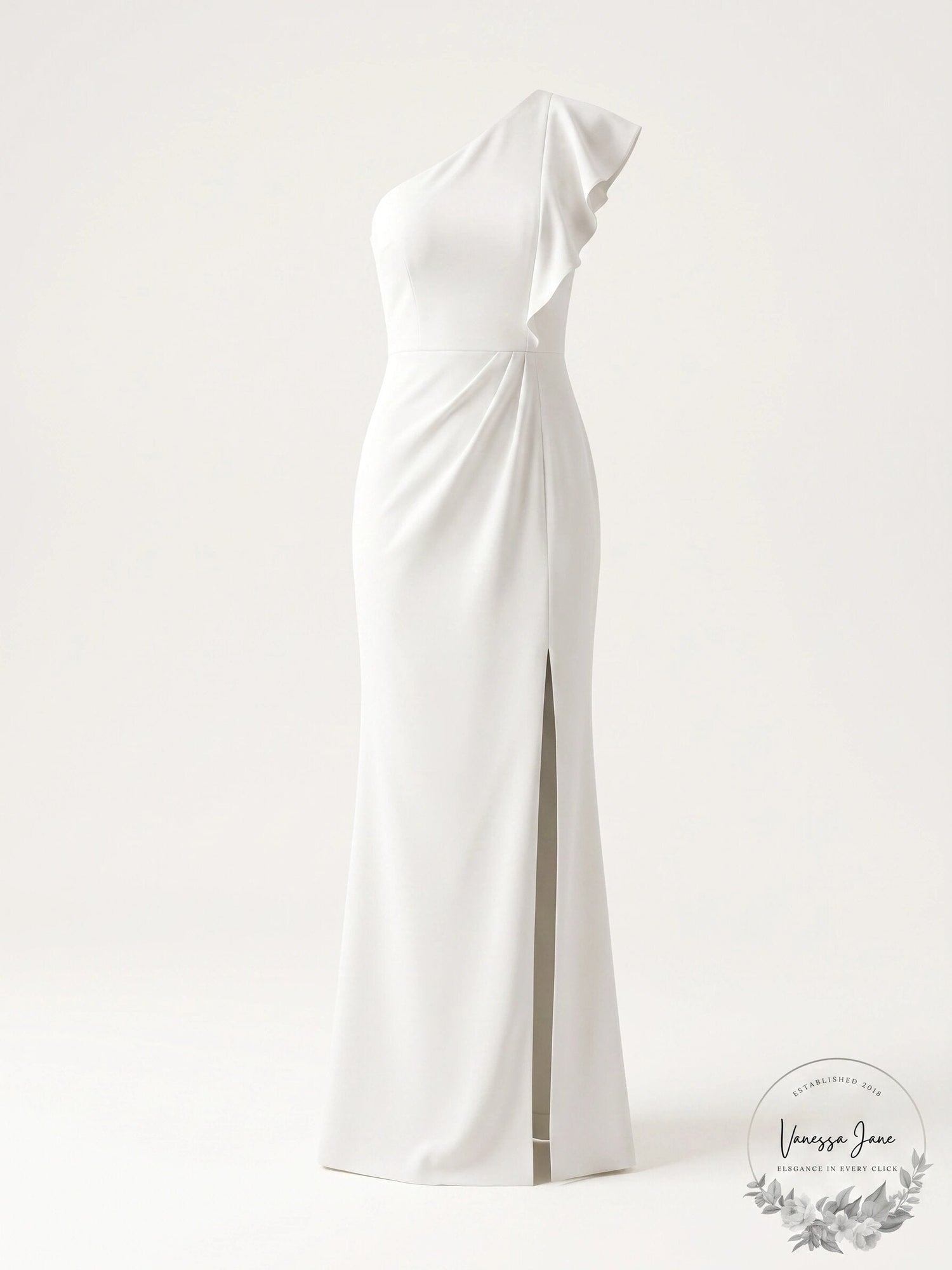 Adrianna Papell Ruffled One-Shoulder Gown, Size 4