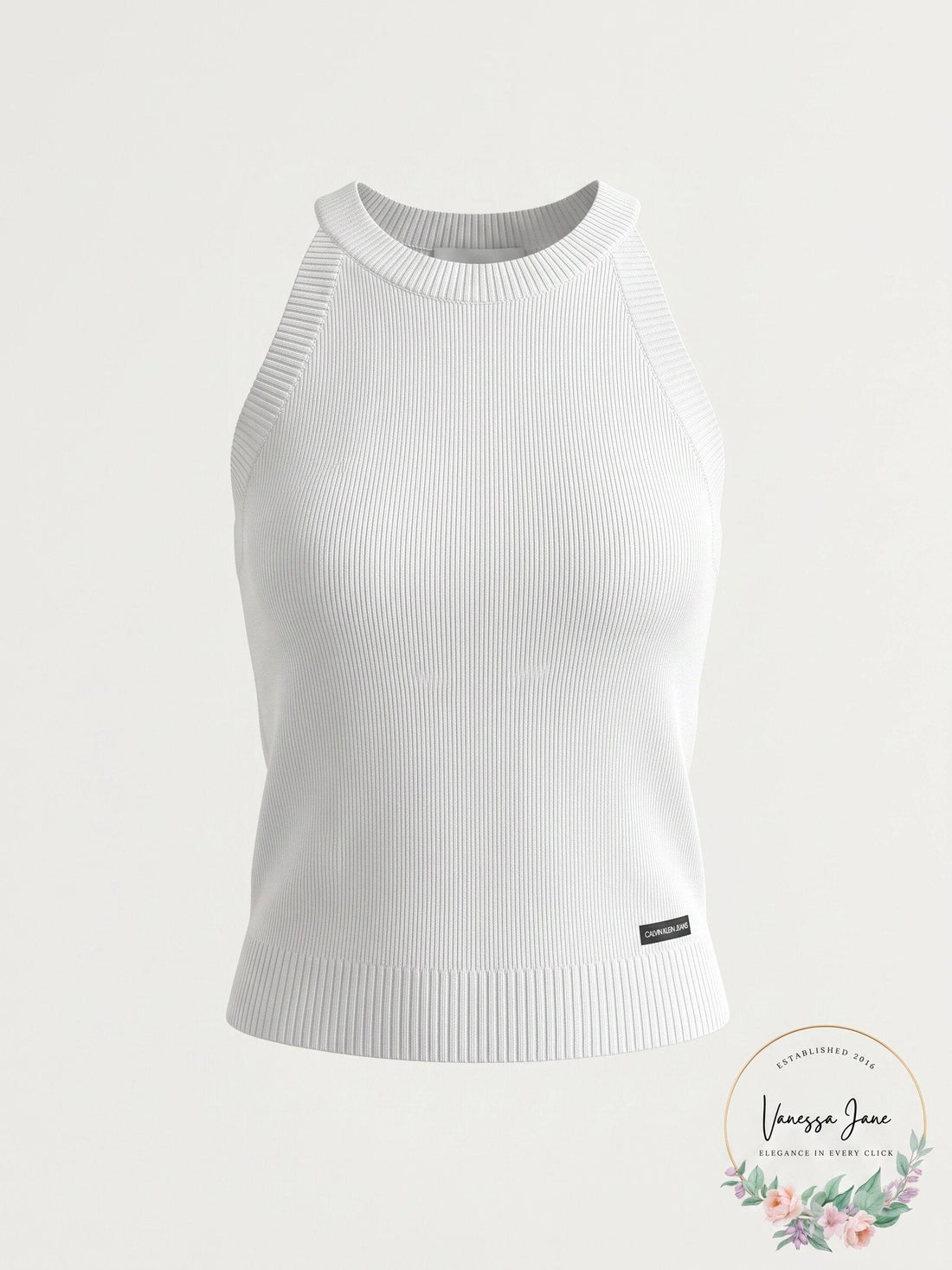 Calvin Klein Solid Color Sleeveless Crew Neck Women&