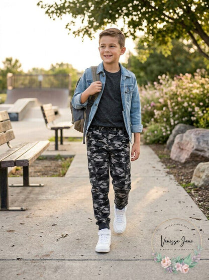 Epic Threads Big Boys Stretch Camouflage Twill Cargo Joggers, Size Small