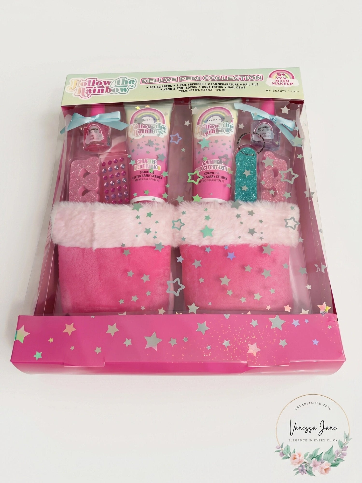 Follow the Rainbow Girls Slipper and Pedicure Set, Size 8+