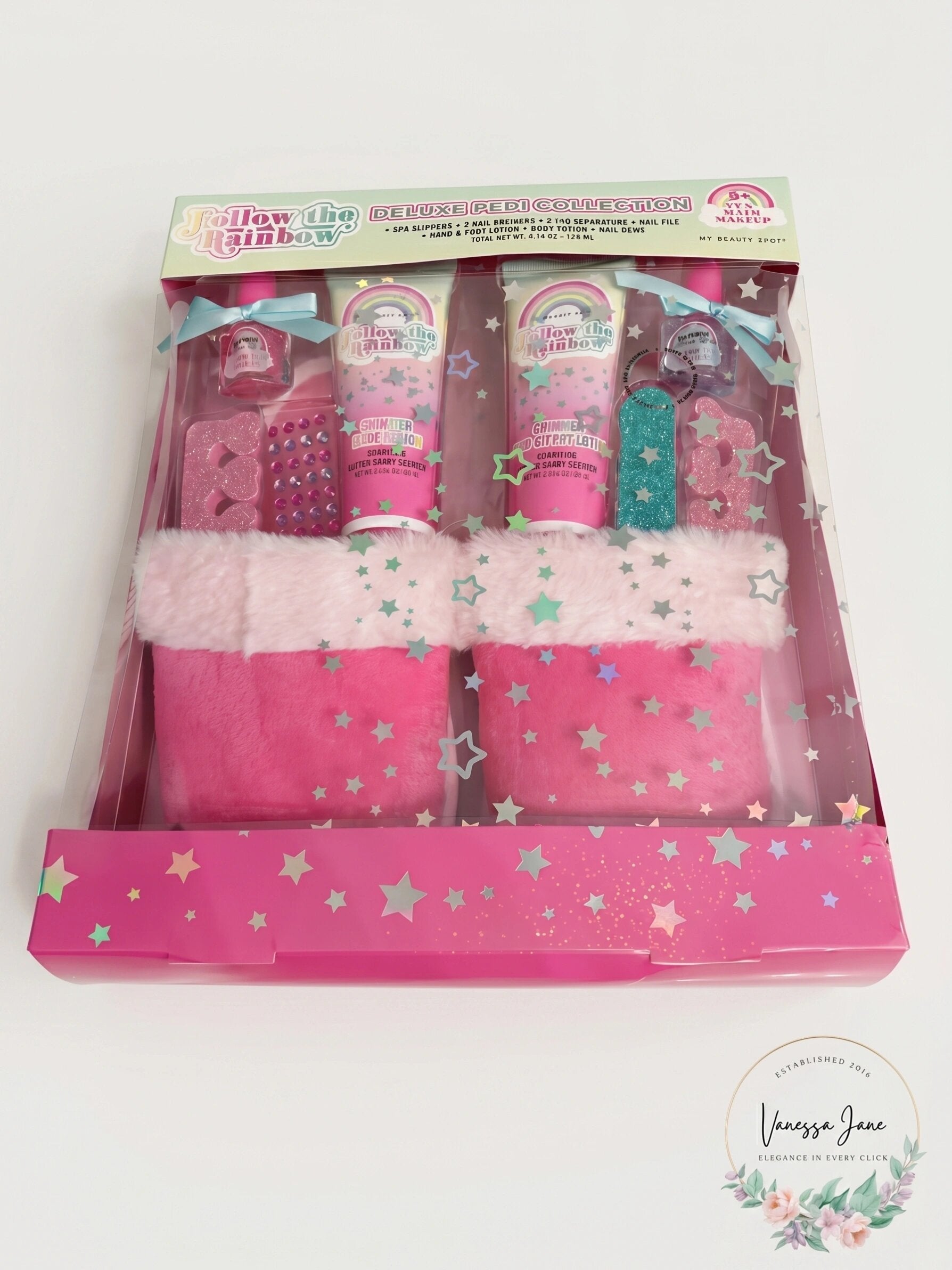 Follow the Rainbow Girls Slipper and Pedicure Set, Size 8+