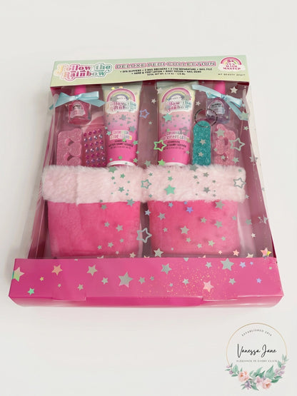 Follow the Rainbow Girls Slipper and Pedicure Set, Size 8+