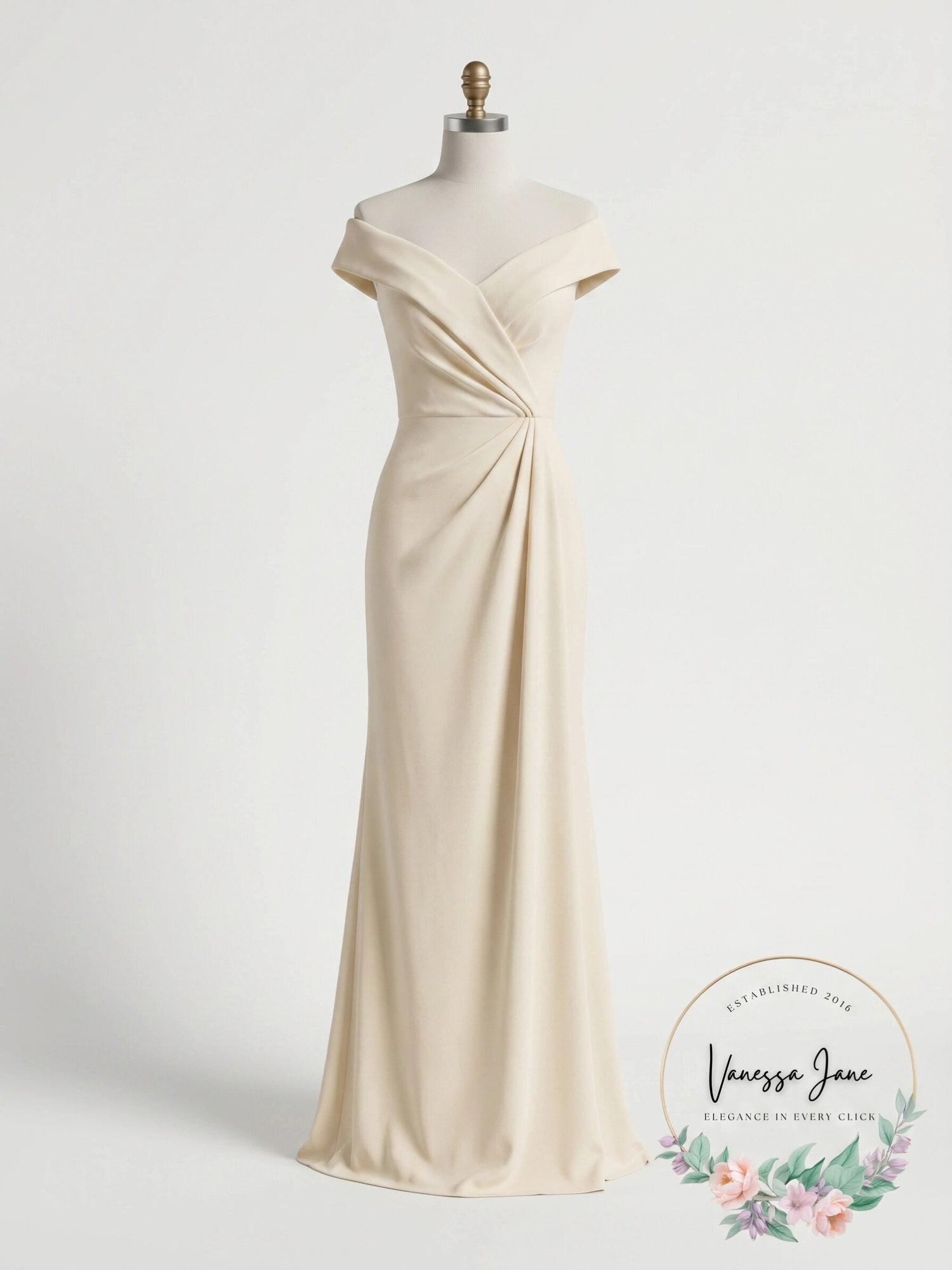 Lauren Ralph Lauren Jersey Off-the-Shoulder Gown, Size 2
