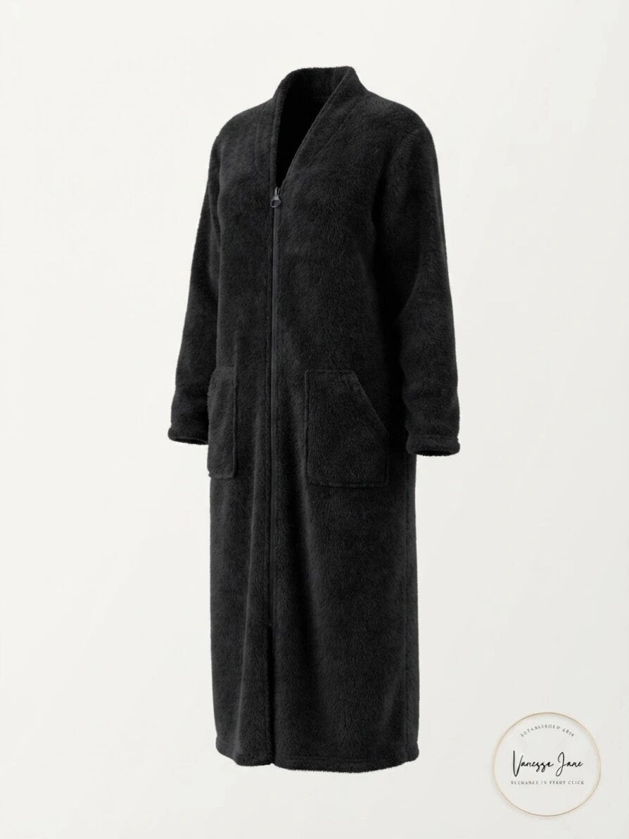 Miss Elaine Textured Fleece Long Zip Robe