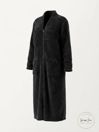 Miss Elaine Textured Fleece Long Zip Robe