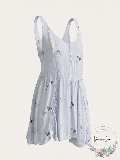 Free People Give a Little Mini Slip, Bluebird Combo, Medium